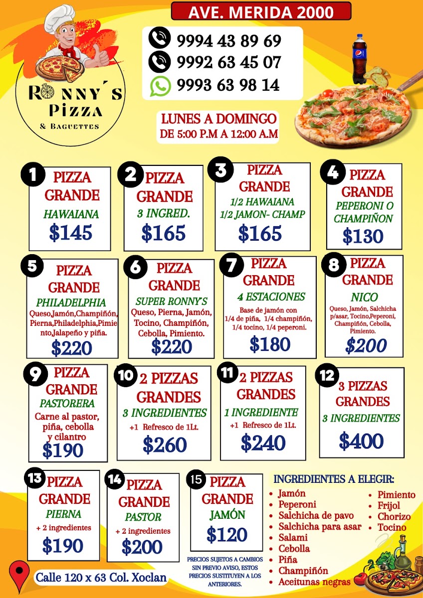 RONNY'S PIZZA Y BAGUETTES AV. 2000 Menu 1