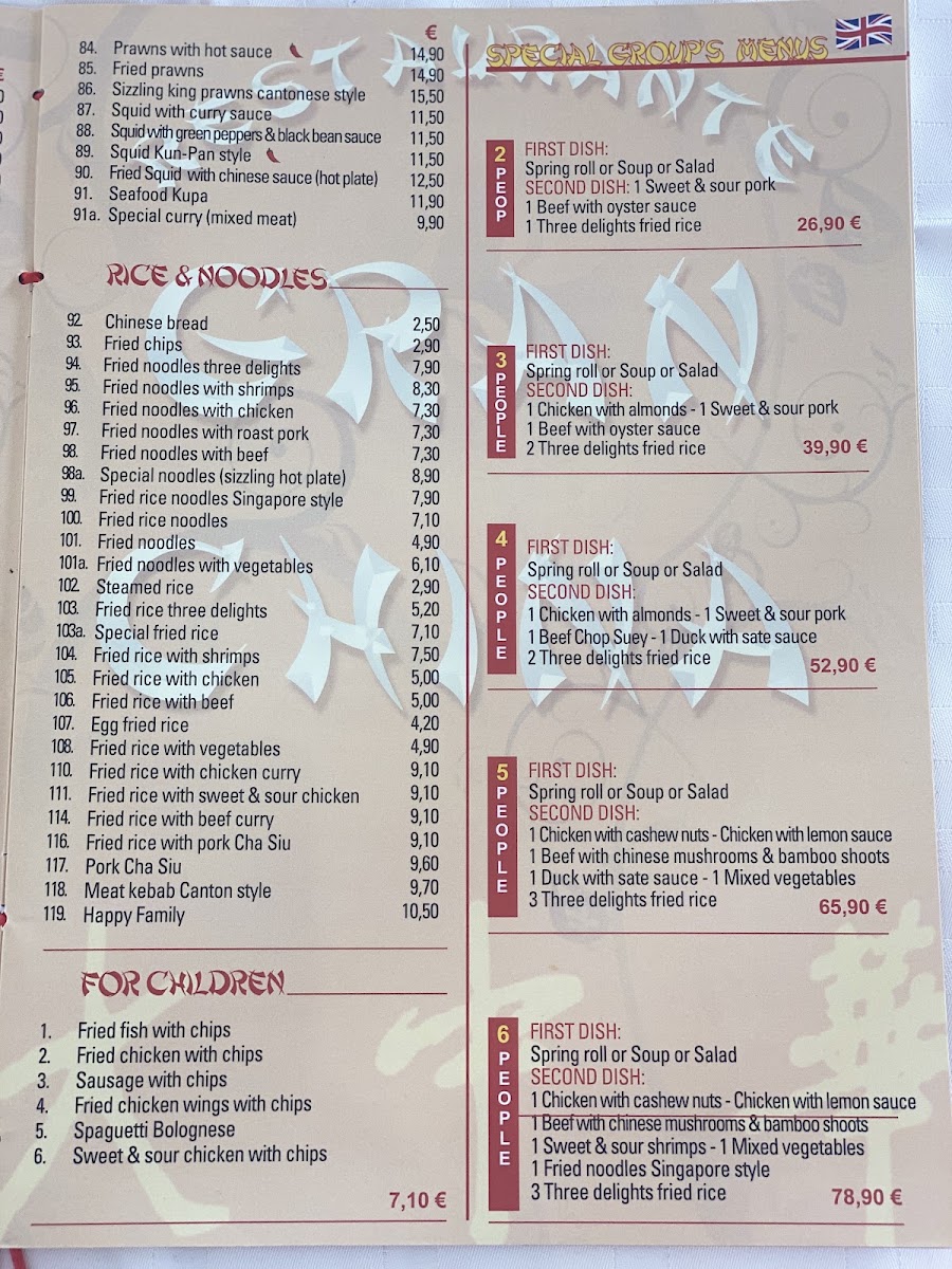 Restaurant Gran China Menu 1