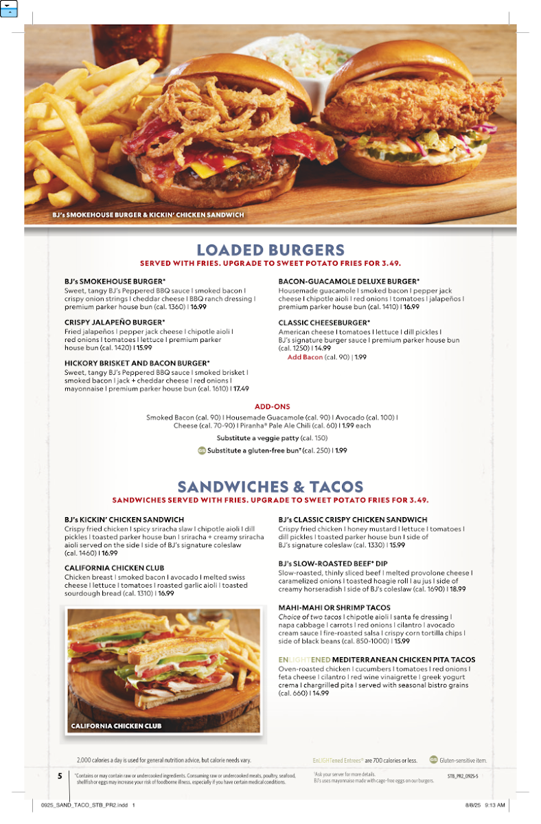 BJ's Restaurant & Brewhouse Menu 8