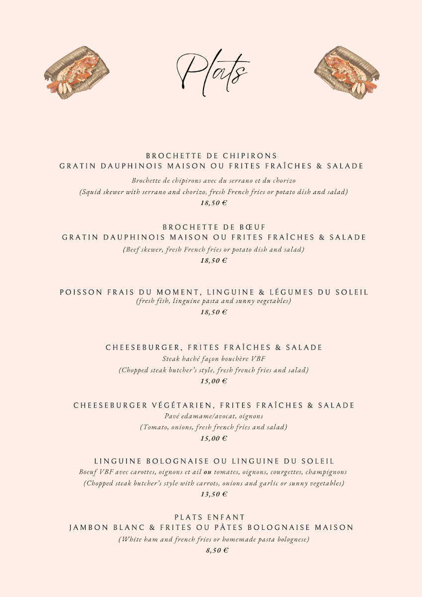 Restaurant La Paillote des Ourmes, Hourtin Menu 1