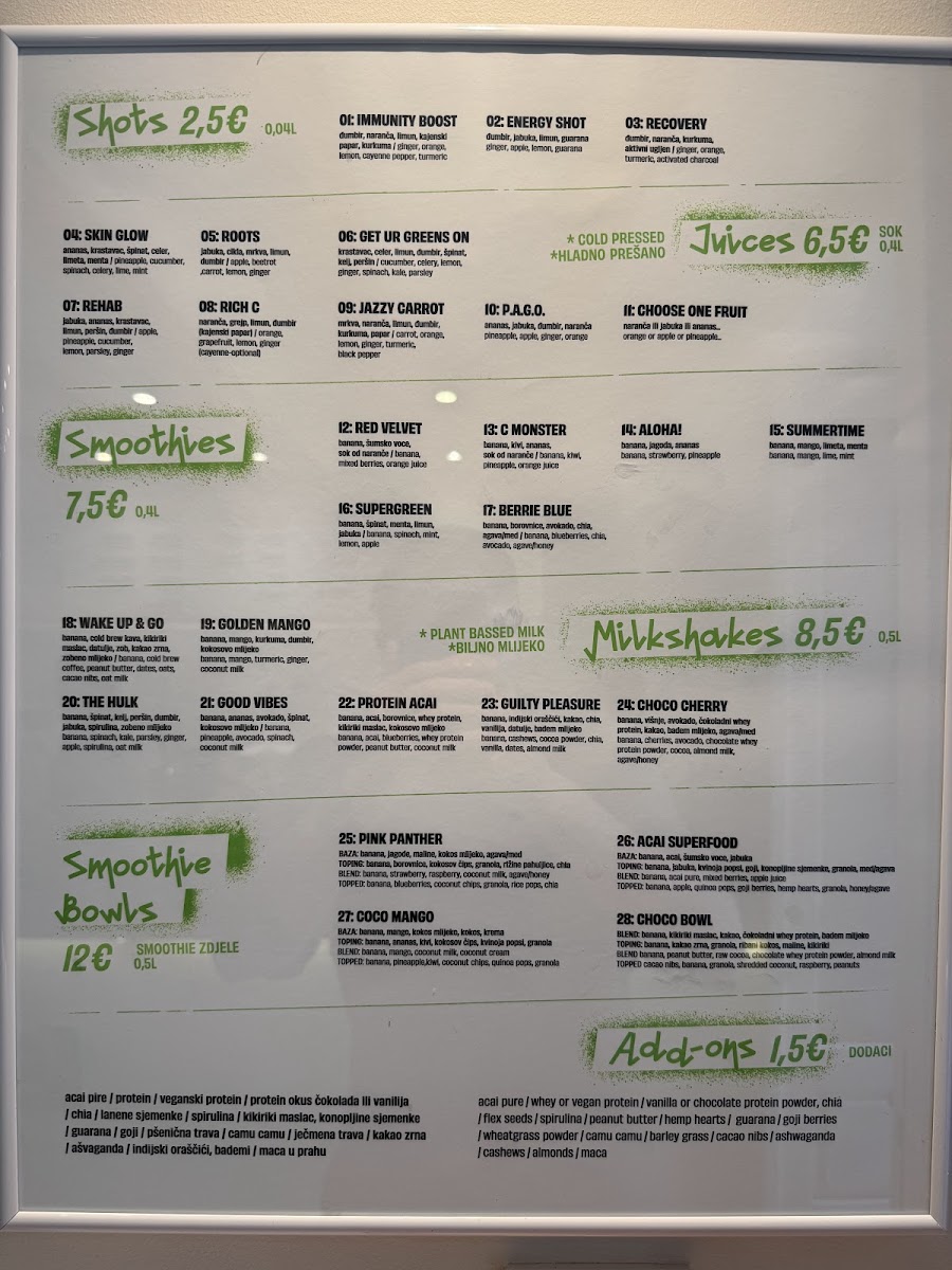 Ginger juice & smoothie bar Menu 3