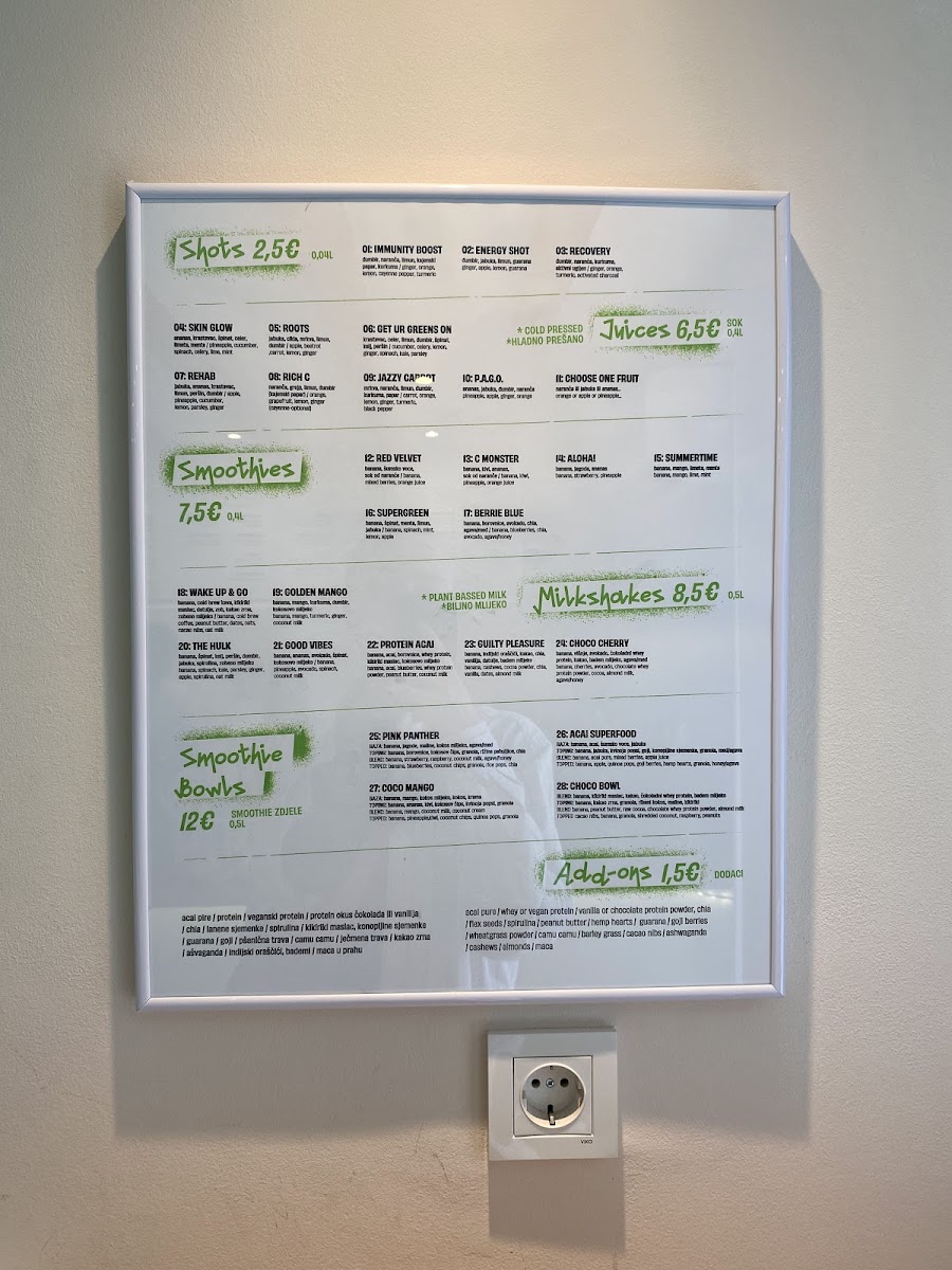 Ginger juice & smoothie bar Menu 4