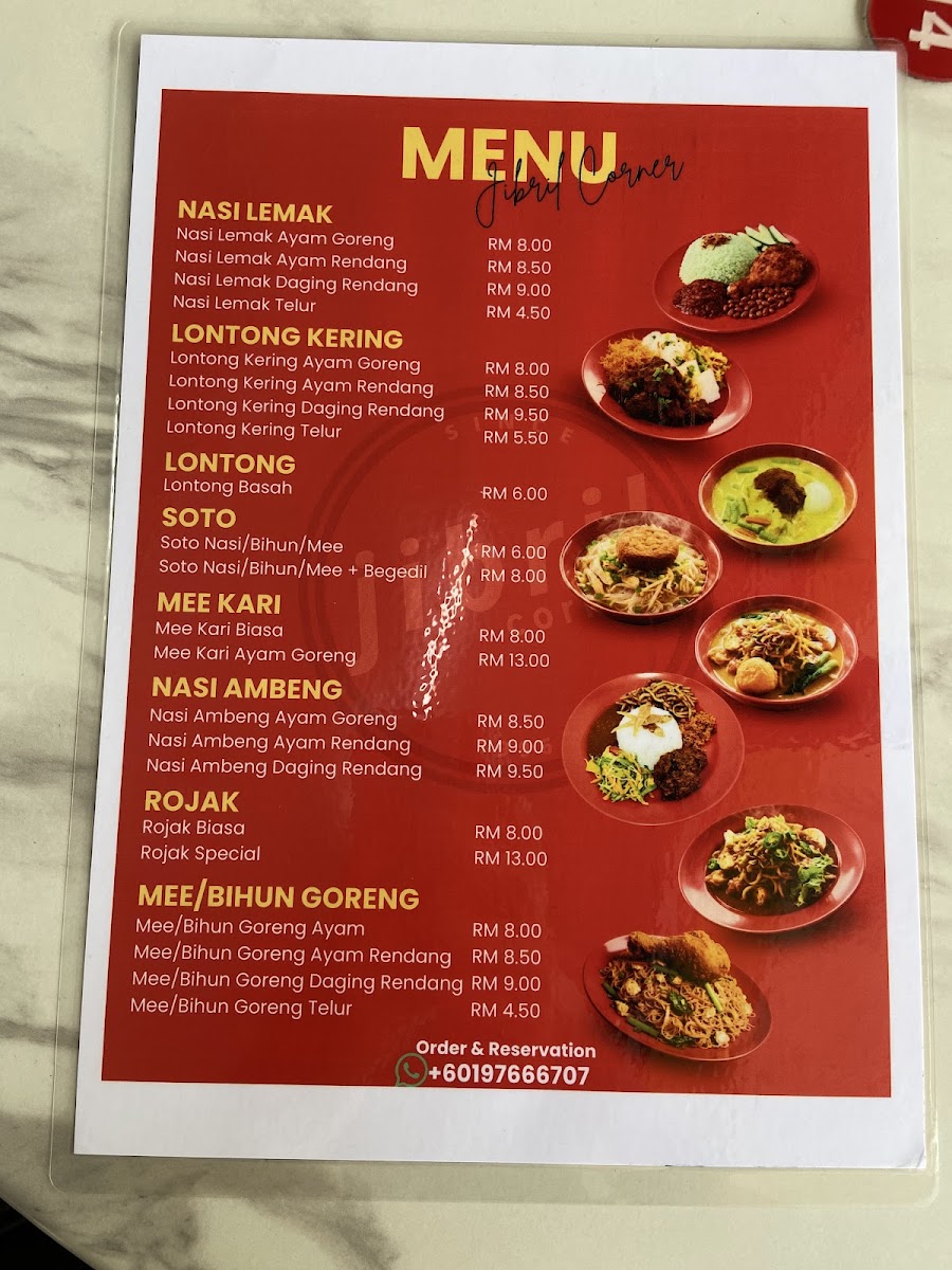 JIBRIL CORNER TAMAN PUTRI Menu 1