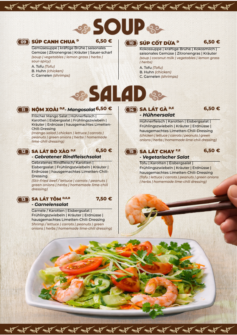 Hue Xua Vietnamesisches und Sushi-Restaurant Menu 1