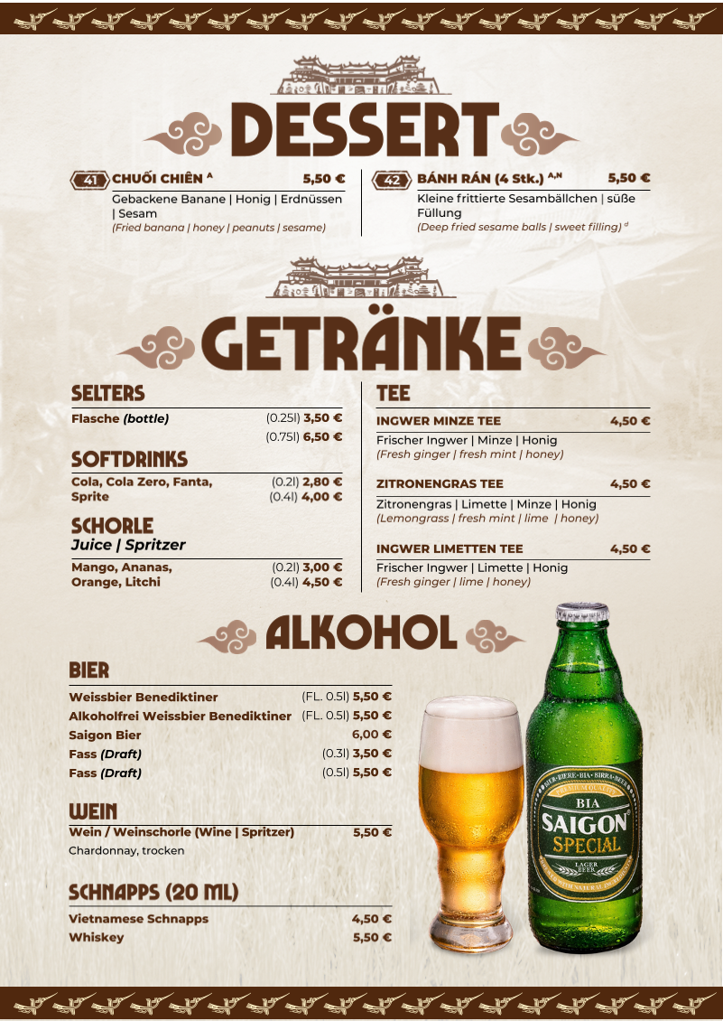 Hue Xua Vietnamesisches und Sushi-Restaurant Menu 2