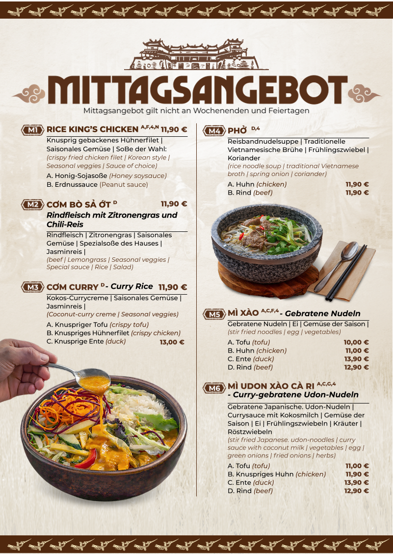 Hue Xua Vietnamesisches und Sushi-Restaurant Menu 7