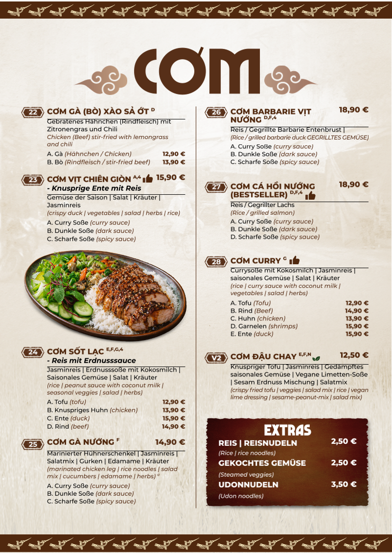 Hue Xua Vietnamesisches und Sushi-Restaurant Menu 9