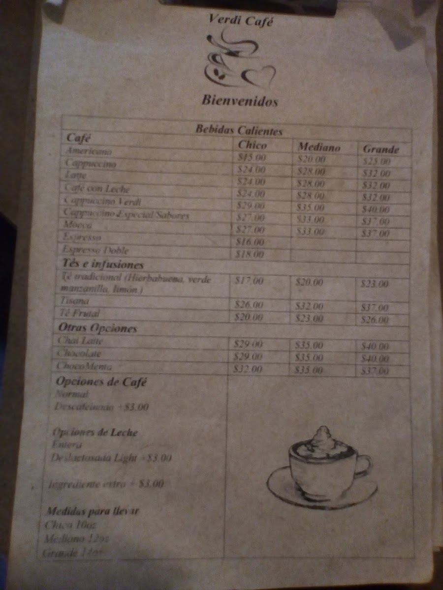 Verdi Café Menu 1