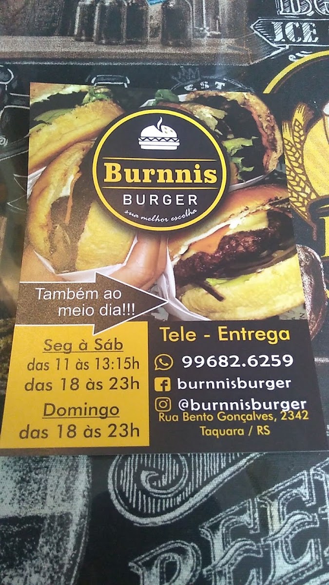 Burnnis Burger Menu 6