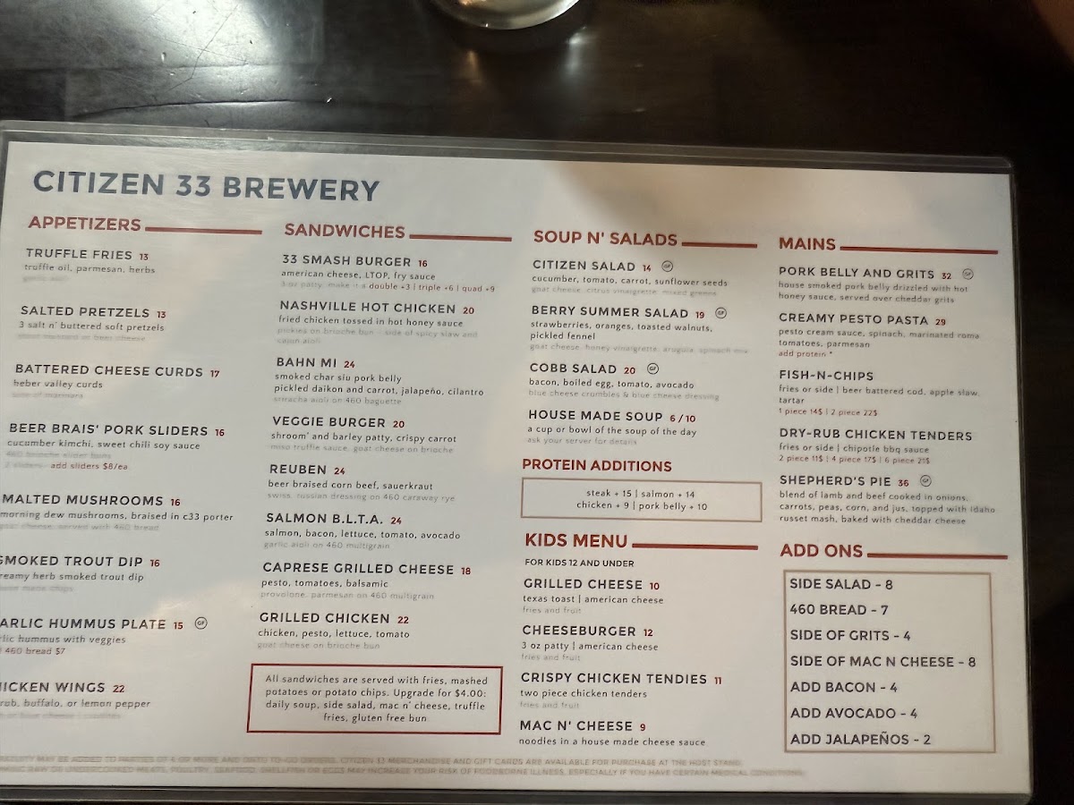 Citizen 33 Brewery Menu 7