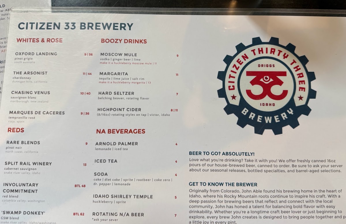 Citizen 33 Brewery Menu 8