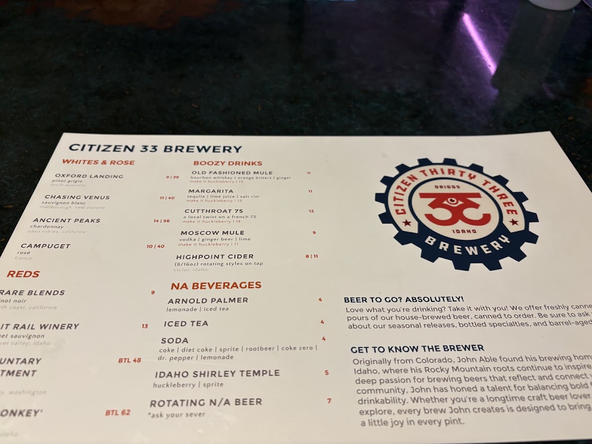 Citizen 33 Brewery Menu 9