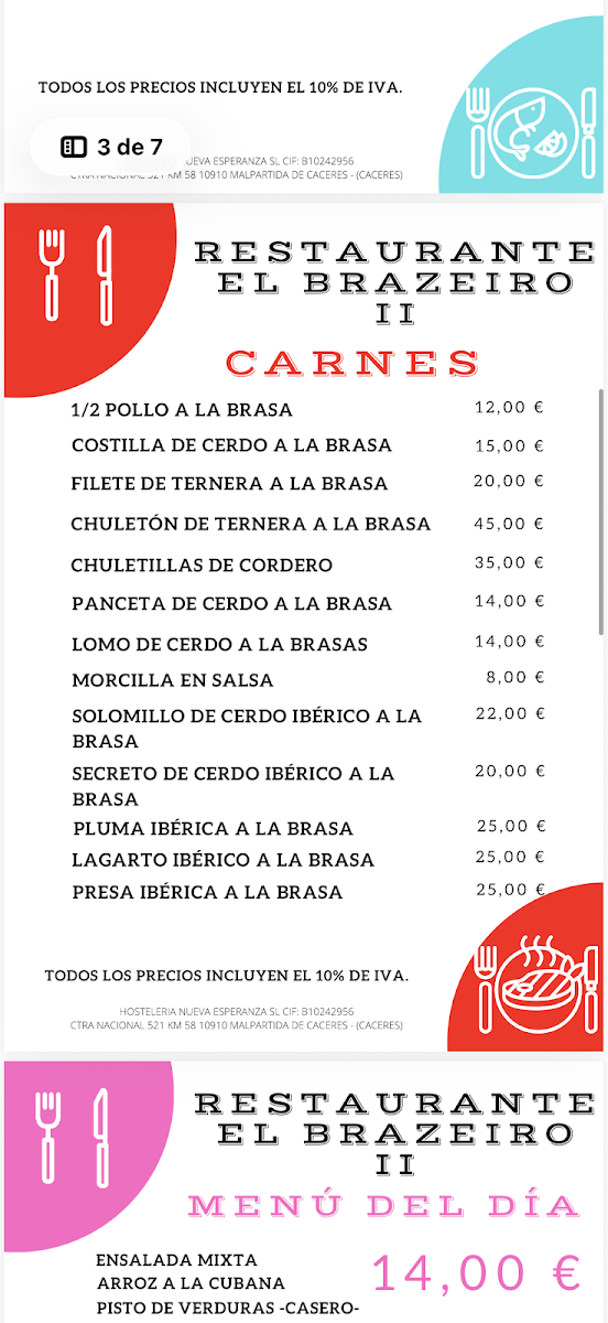 Restaurante O Brazeiro Menu 1