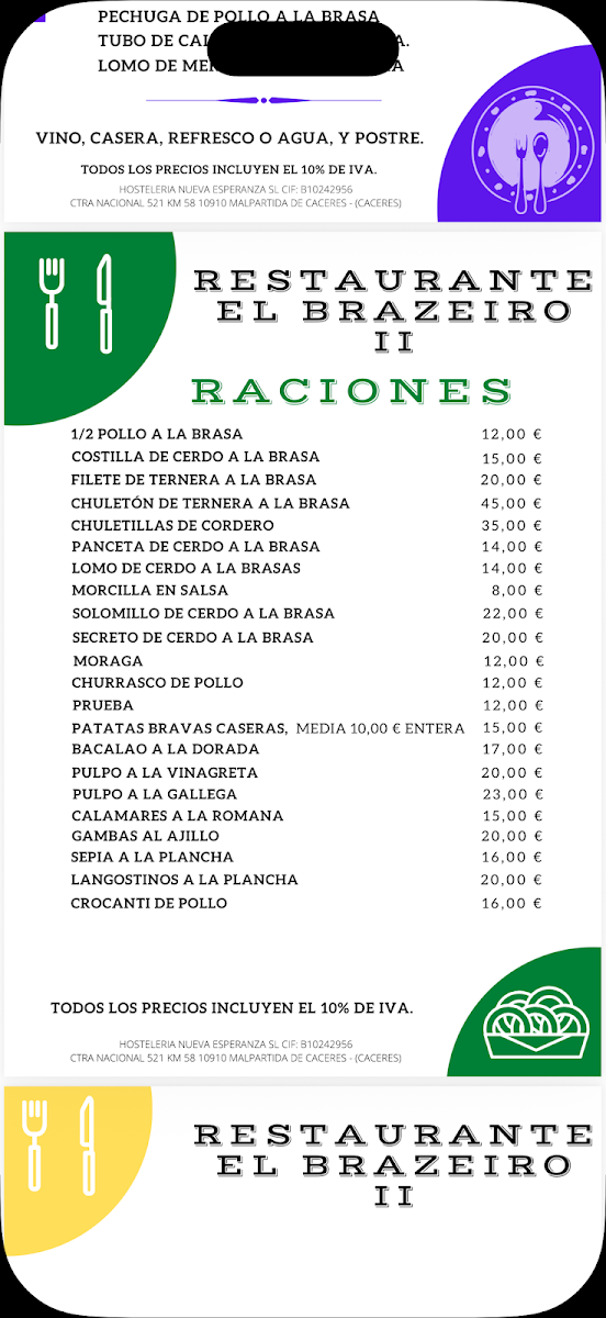 Restaurante O Brazeiro Menu 2