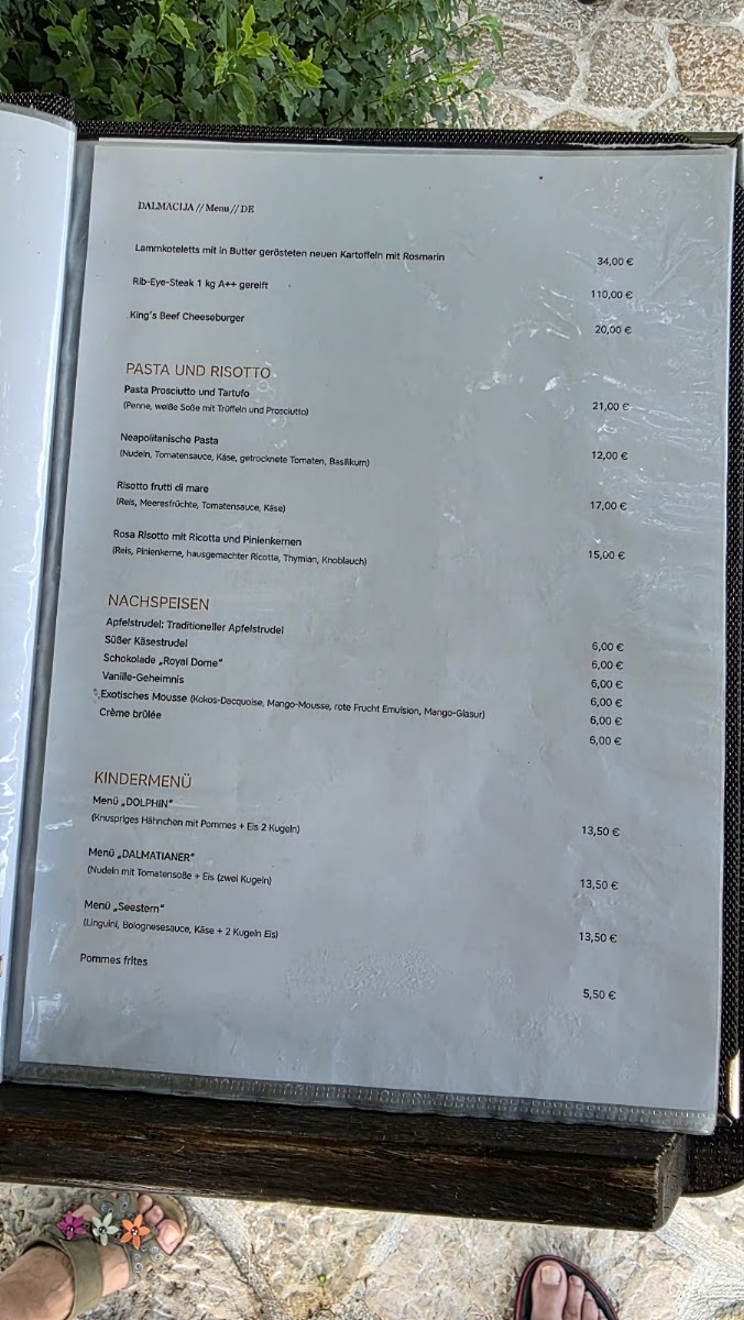 Restaurant - Trattoria, Belvedere Menu 1