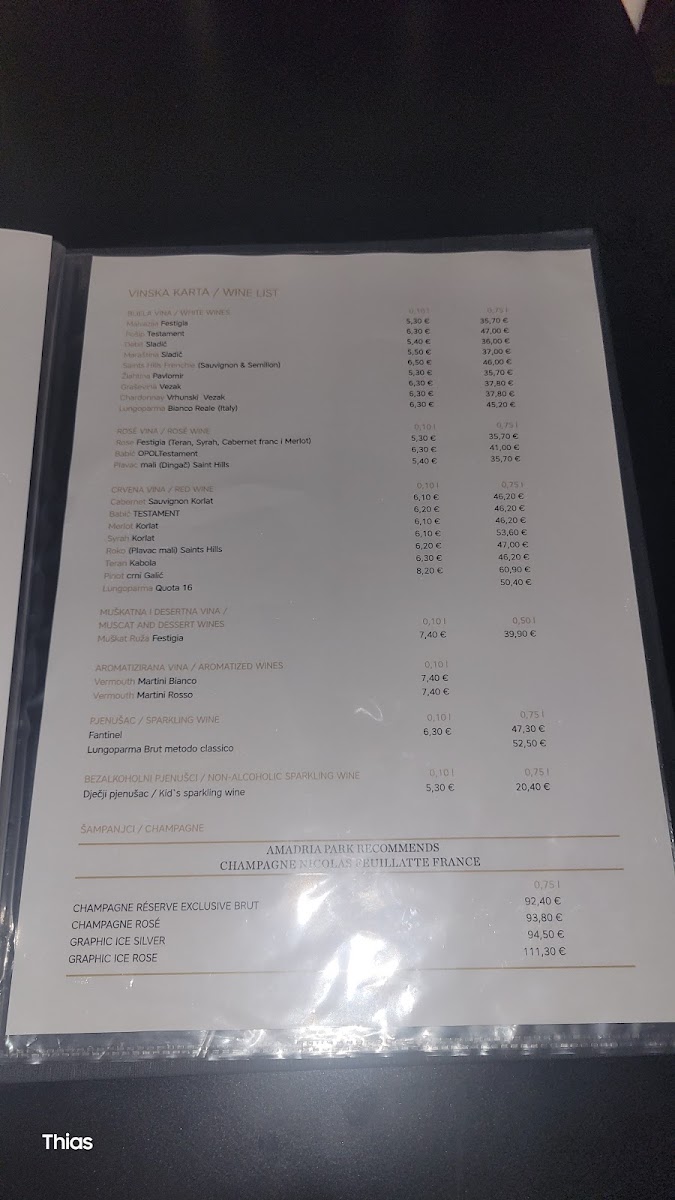 Restaurant - Trattoria, Belvedere Menu 7