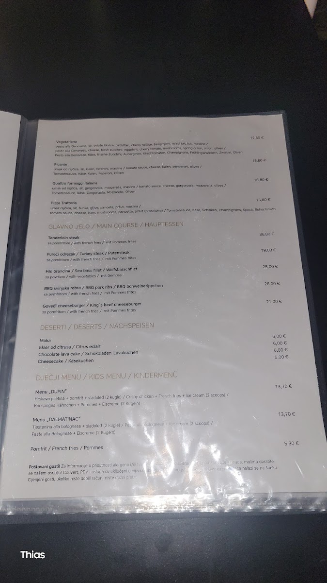 Restaurant - Trattoria, Belvedere Menu 8