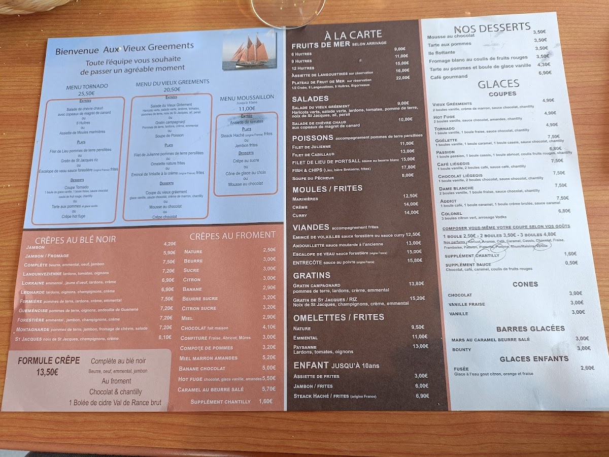 Aux Vieux Greements Menu 1