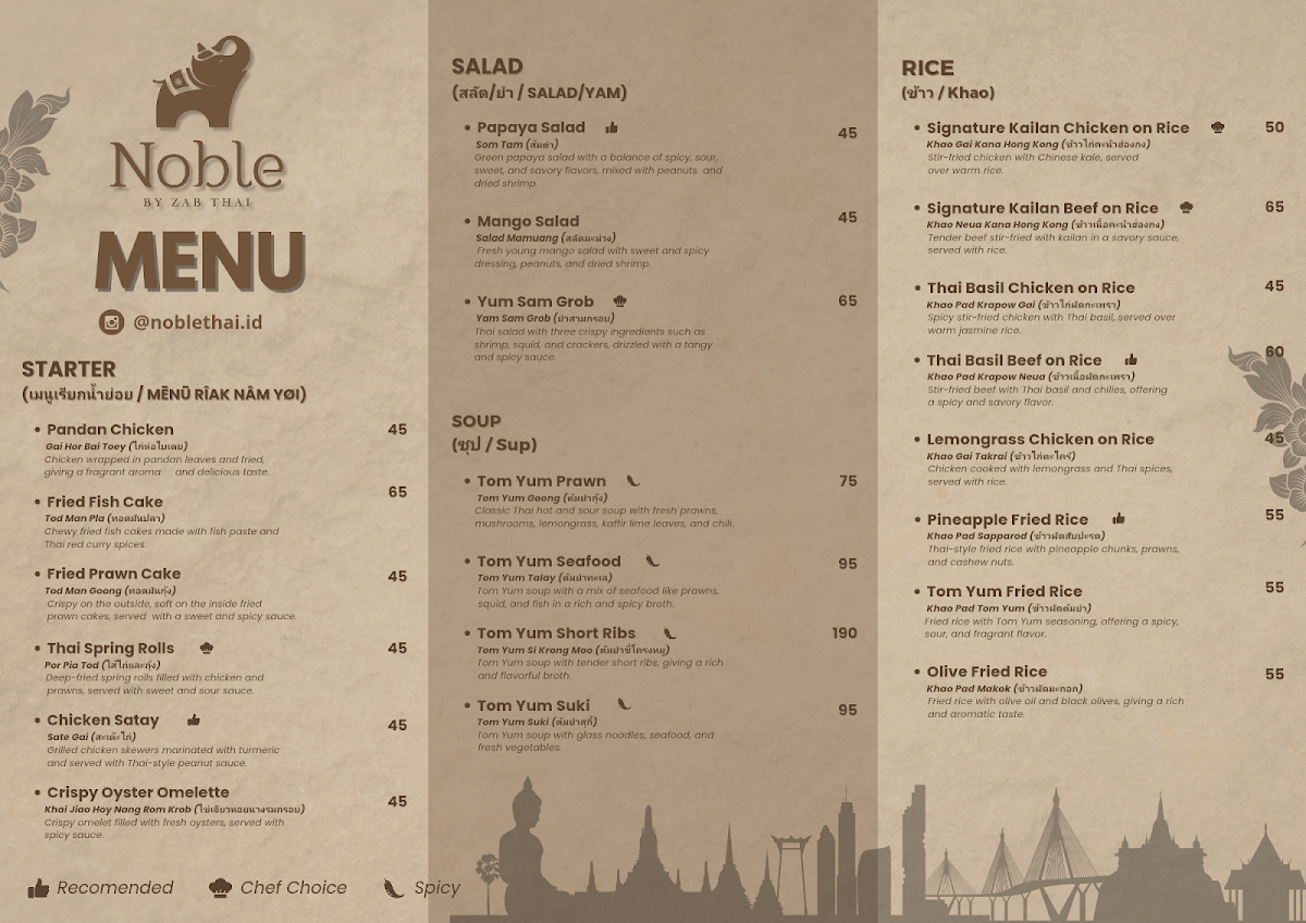 Noble Thai - Kuningan City Mall Menu 1