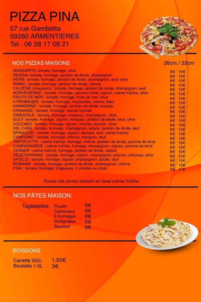 Pizza Pina Menu 1