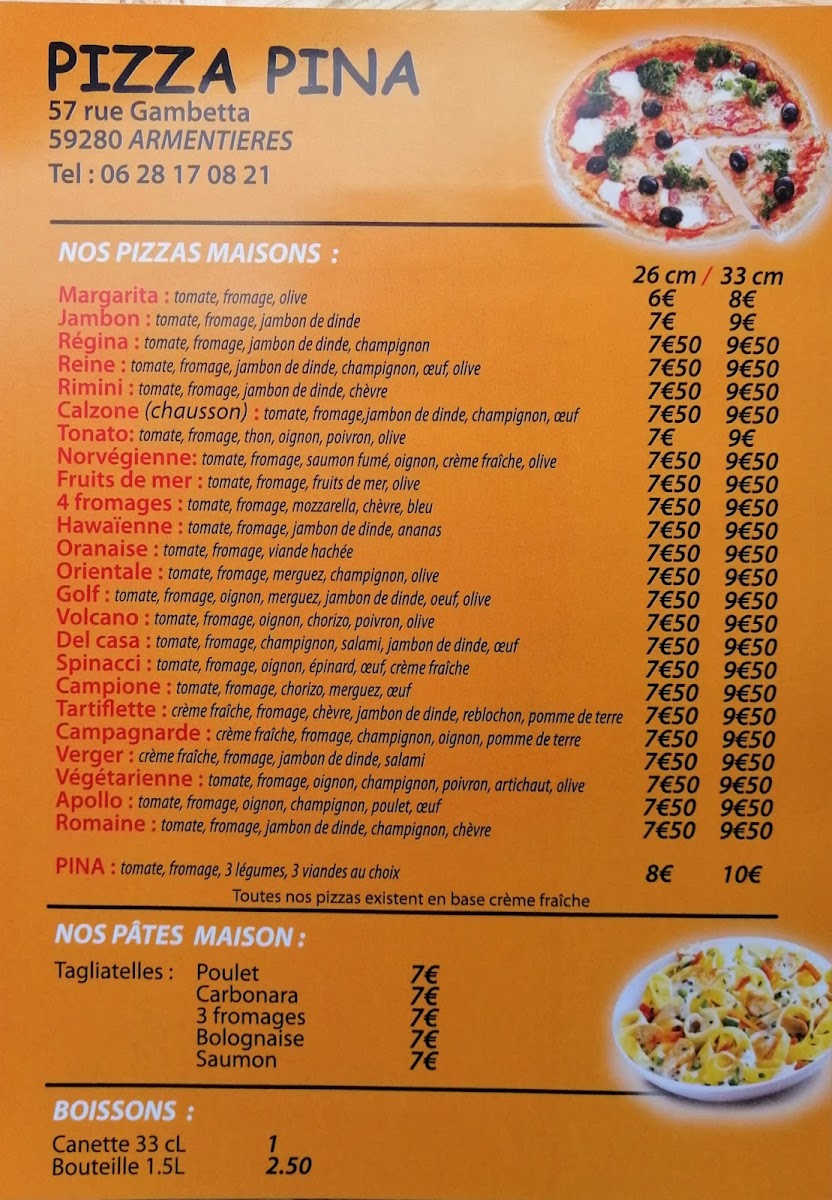 Pizza Pina Menu 2