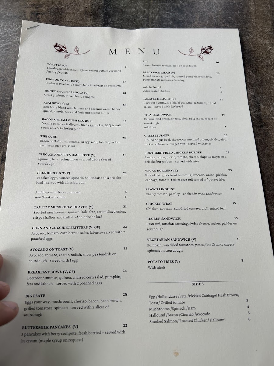 The Old Rosebud Menu 2