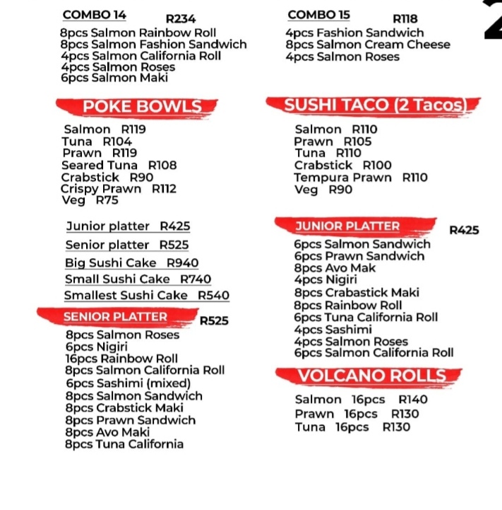 Welo Sushi Menu 1