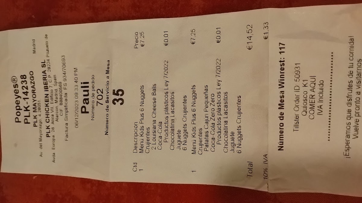 Popeyes Famous Louisiana Chicken Menu 3