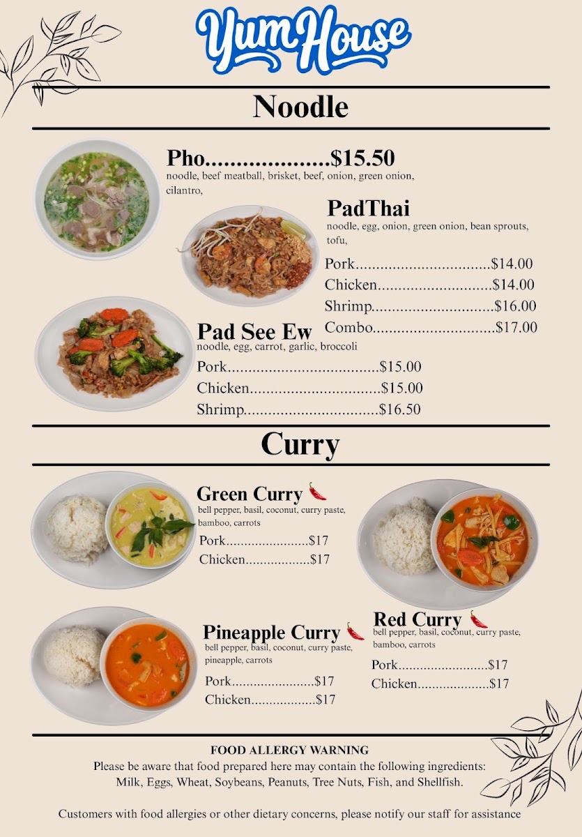 Yum House Menu 1
