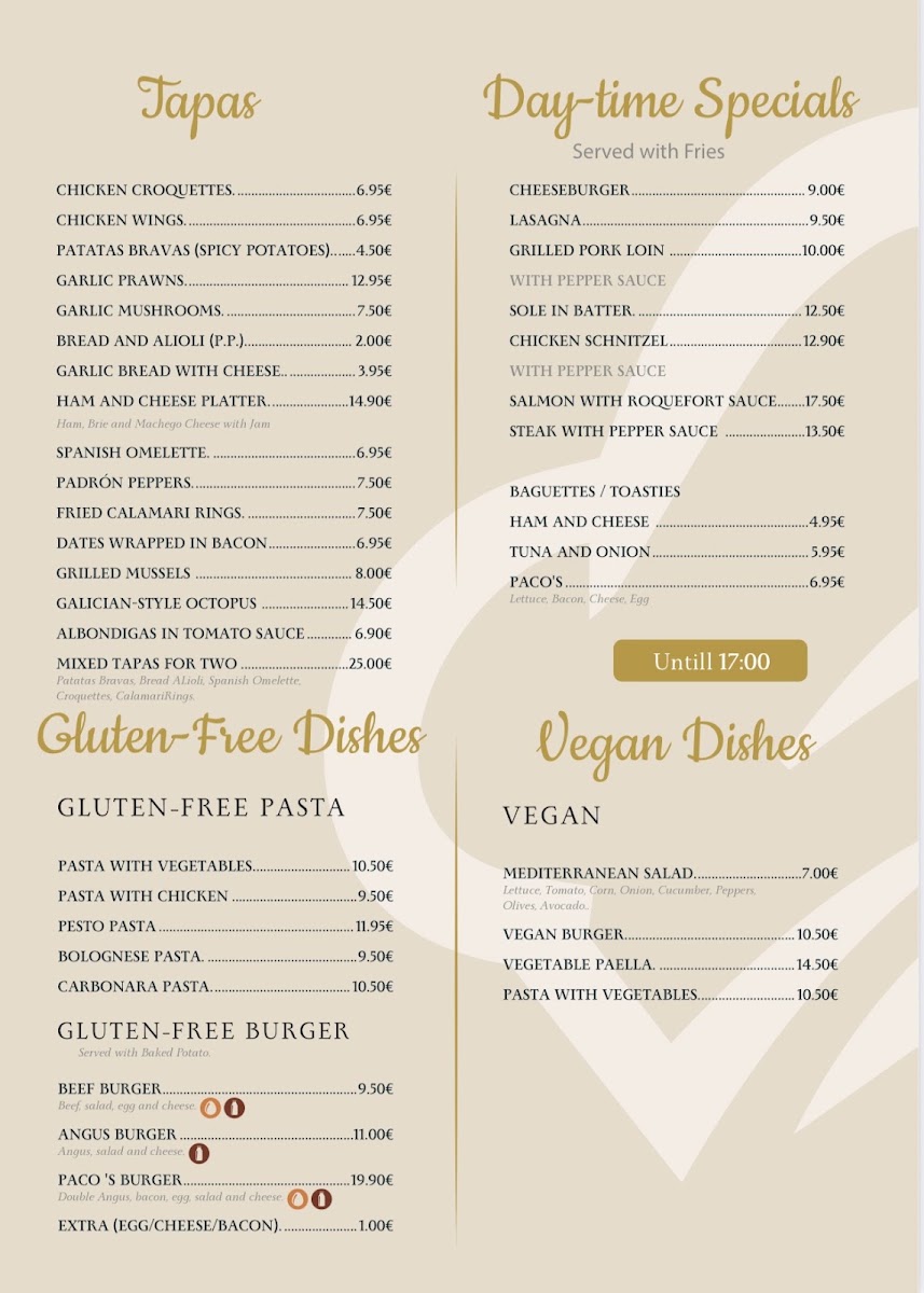 Paco's Restaurant Menu 1