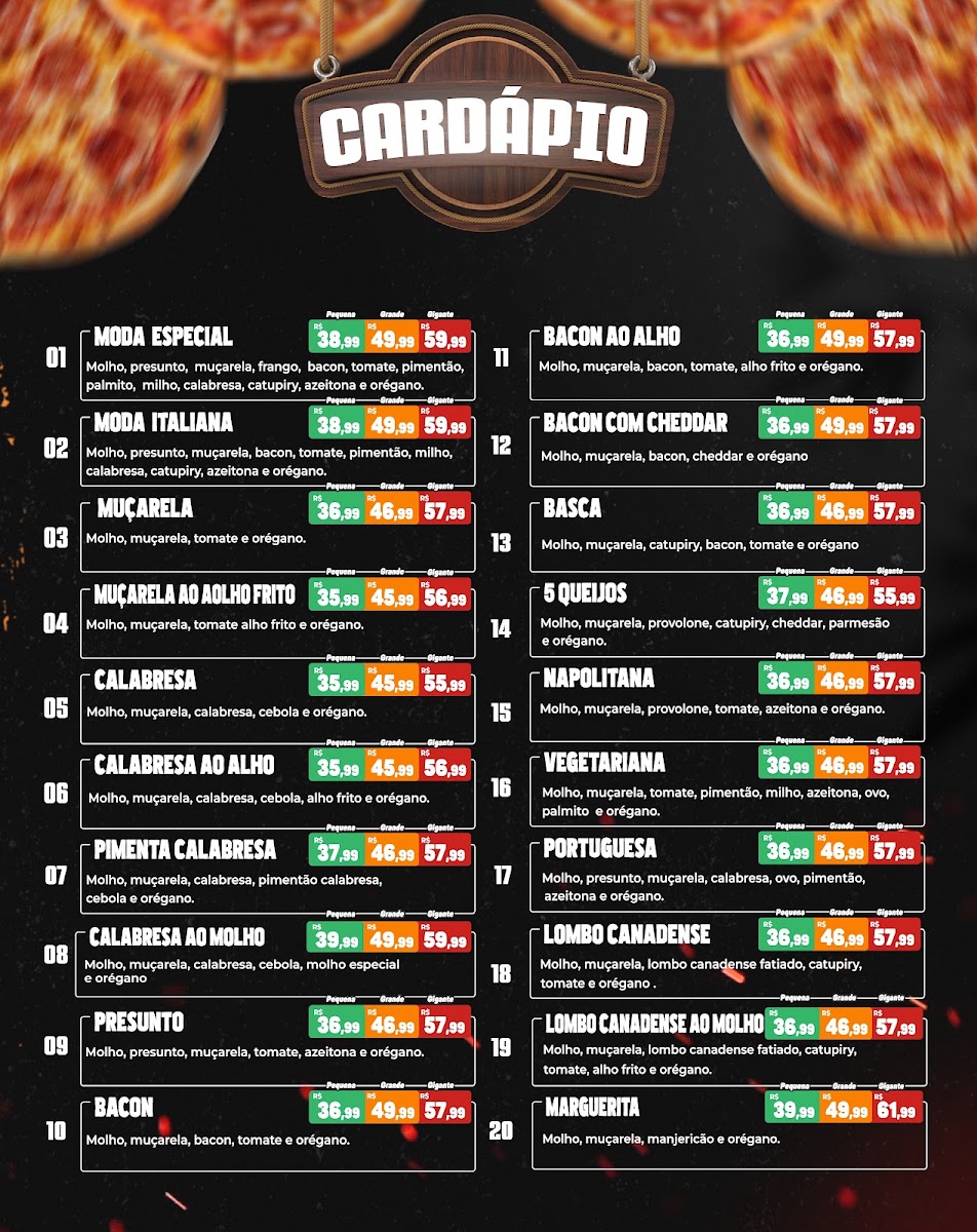 Italiana Pizzas Menu 2