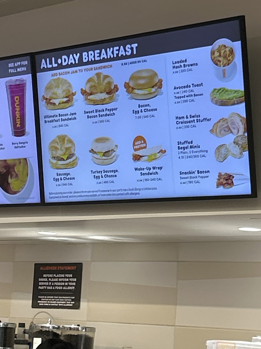 Dunkin' Menu 1