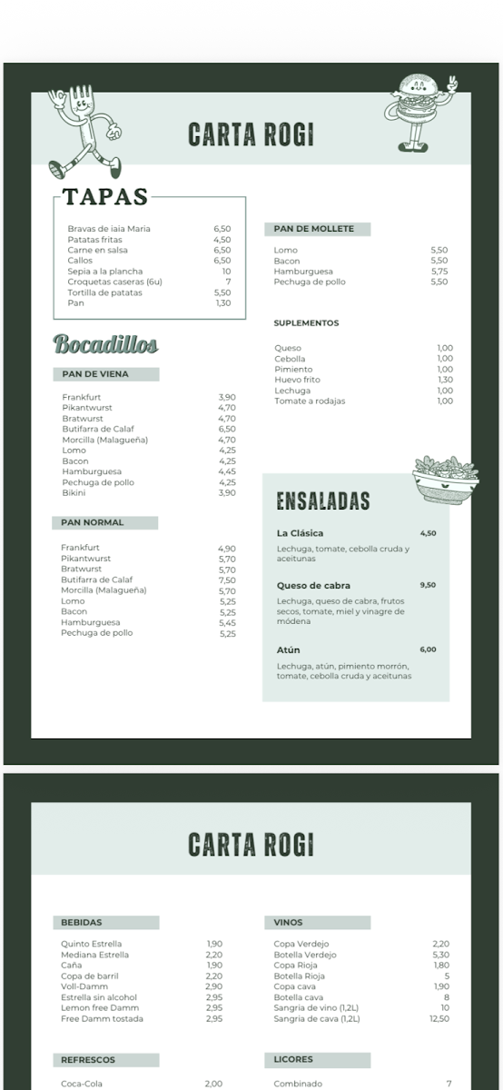 Restaurant Rogi Menu 1