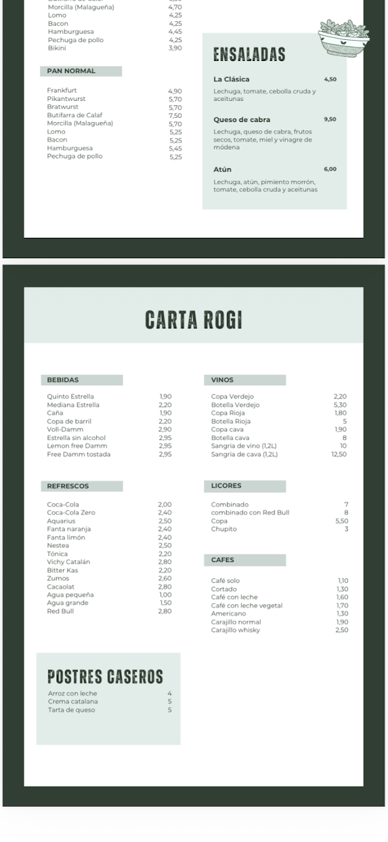 Restaurant Rogi Menu 2