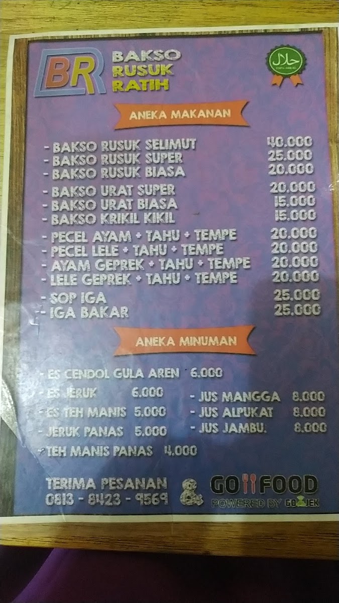 Bakso Rusuk Ratih Menu 1