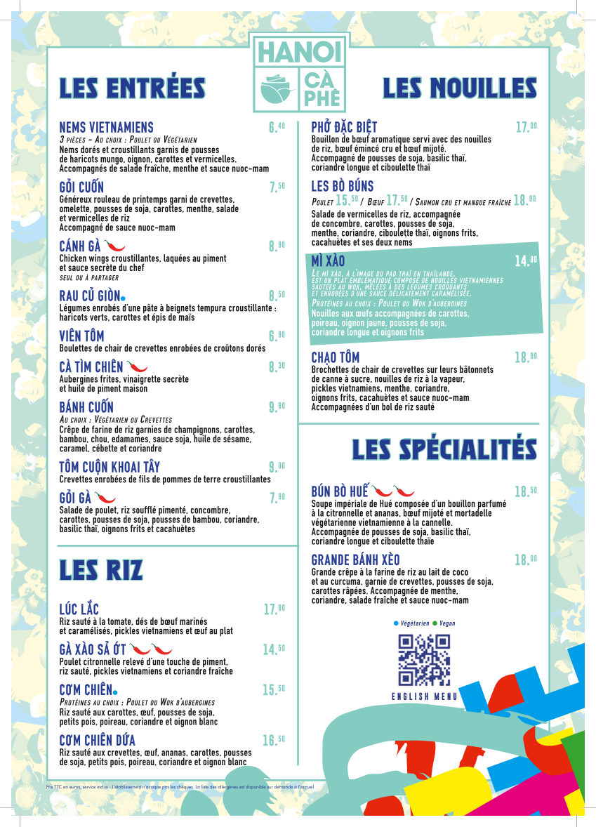 Hanoï Cà Phê Opéra Menu 1