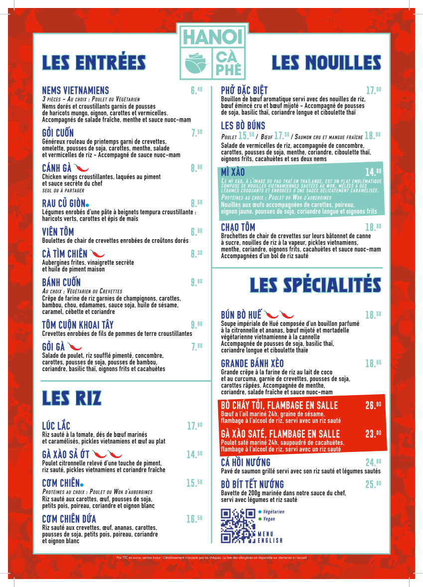 Hanoï Cà Phê Opéra Menu 3