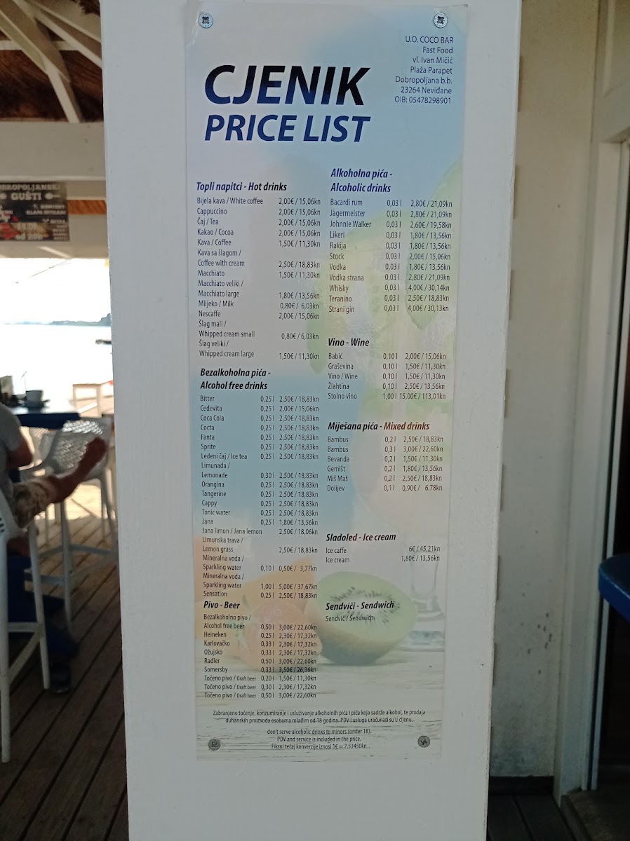 Coco Bar Menu 1