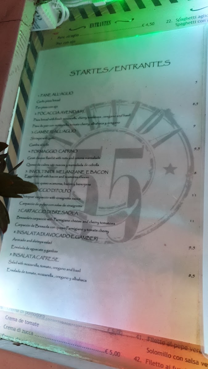Avenida 55 Menu 4