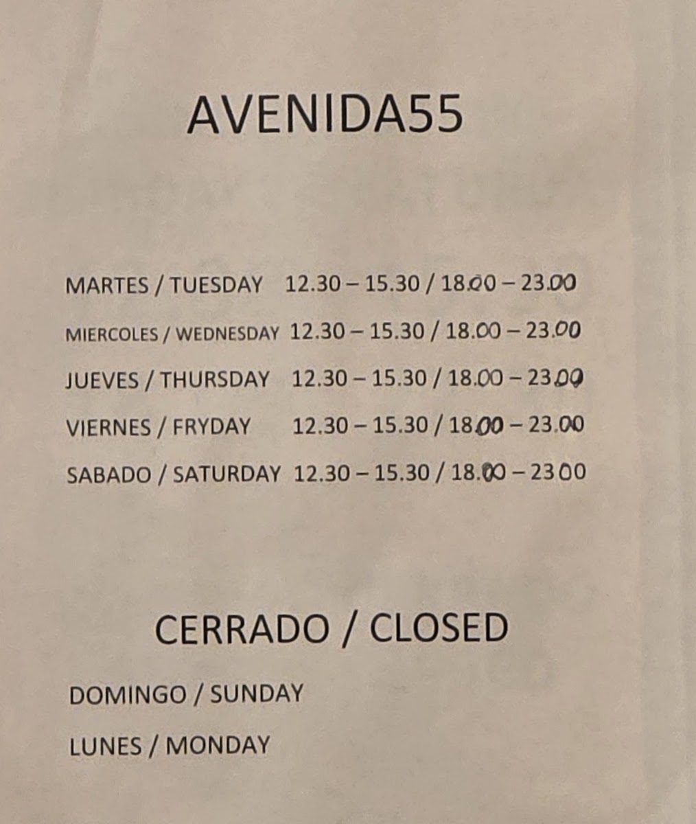Avenida 55 Menu 5