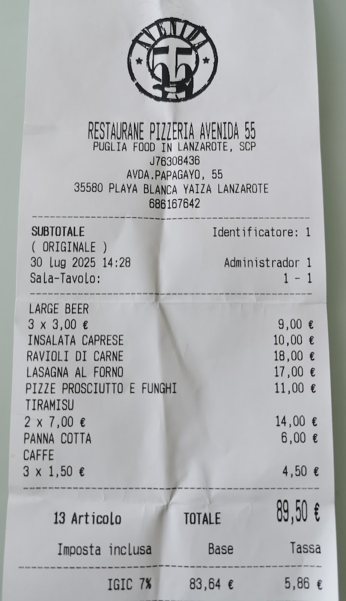 Avenida 55 Menu 7