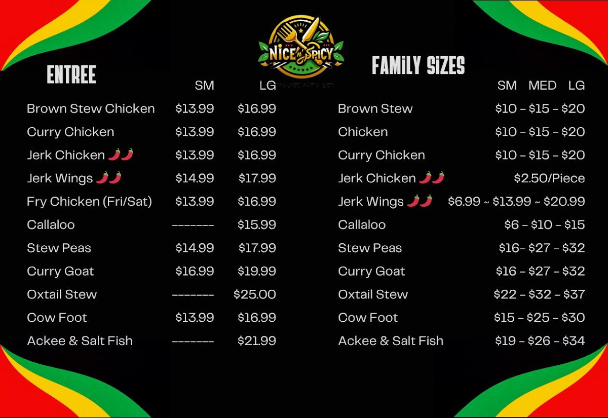 Nice N Spicy Menu 1