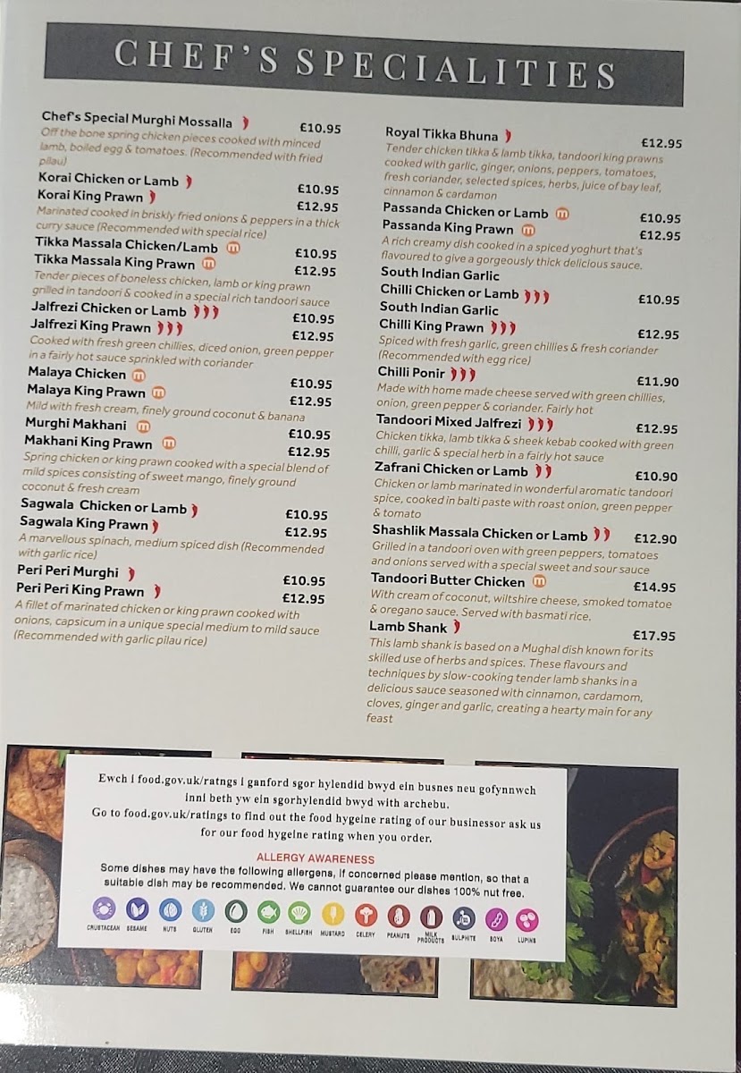 Valley Spice Menu 1