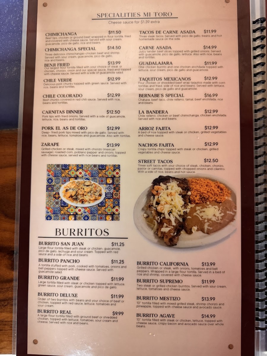 MI TORO SUPREMO LLC Menu 3