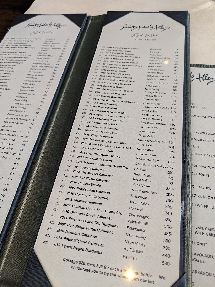 Saint Michael's Alley Menu 2