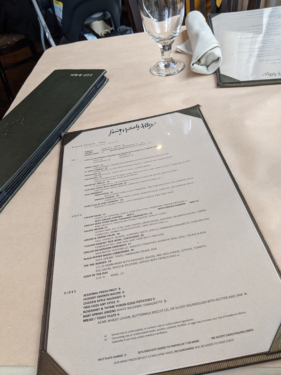 Saint Michael's Alley Menu 3
