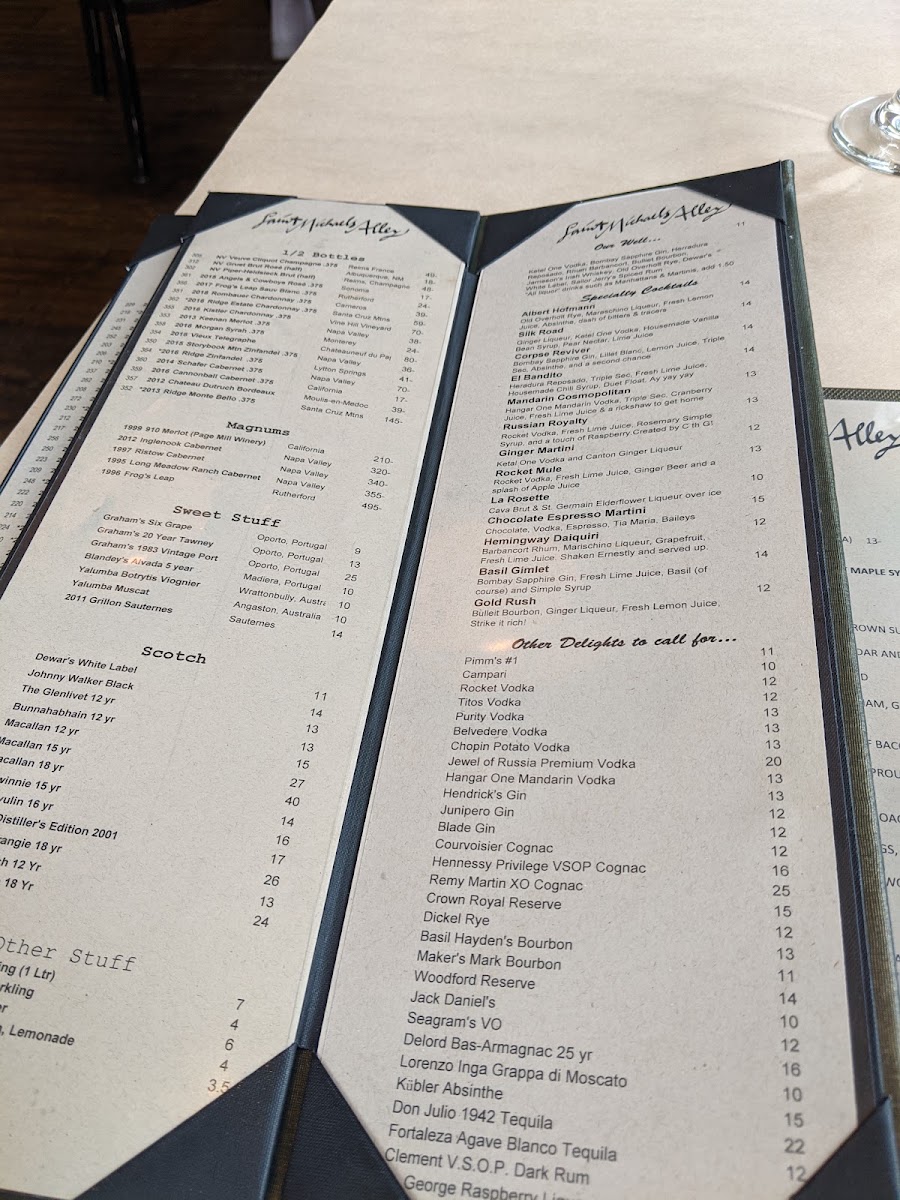 Saint Michael's Alley Menu 4