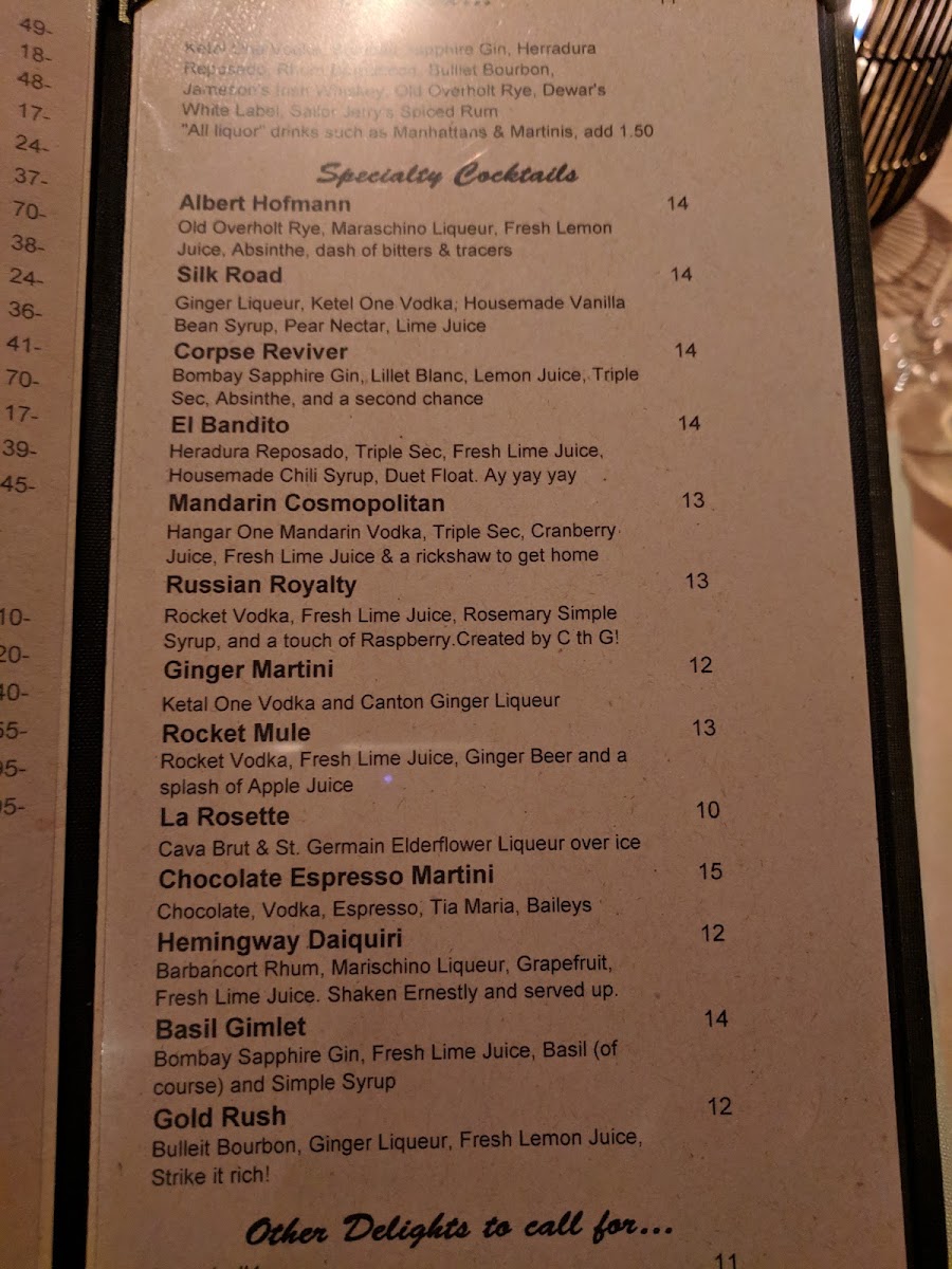 Saint Michael's Alley Menu 7
