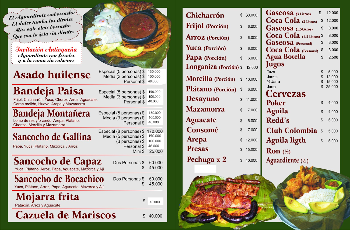 BANDEJAS Y PESCADOS MONTAÑEROS Menu 1