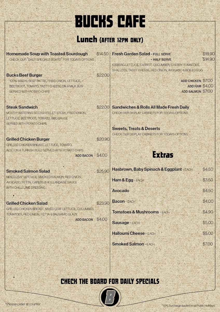 Buck's Cafe Menu 2